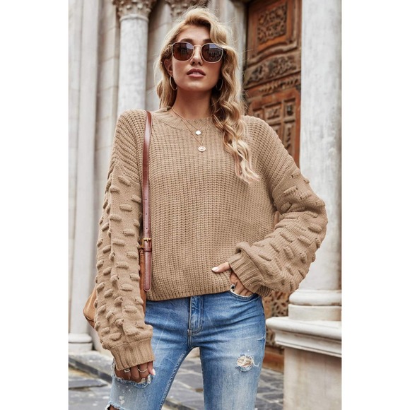 Weekend Style Rib-Knit Dropped Shoulder Sweater - Picture 12 of 15